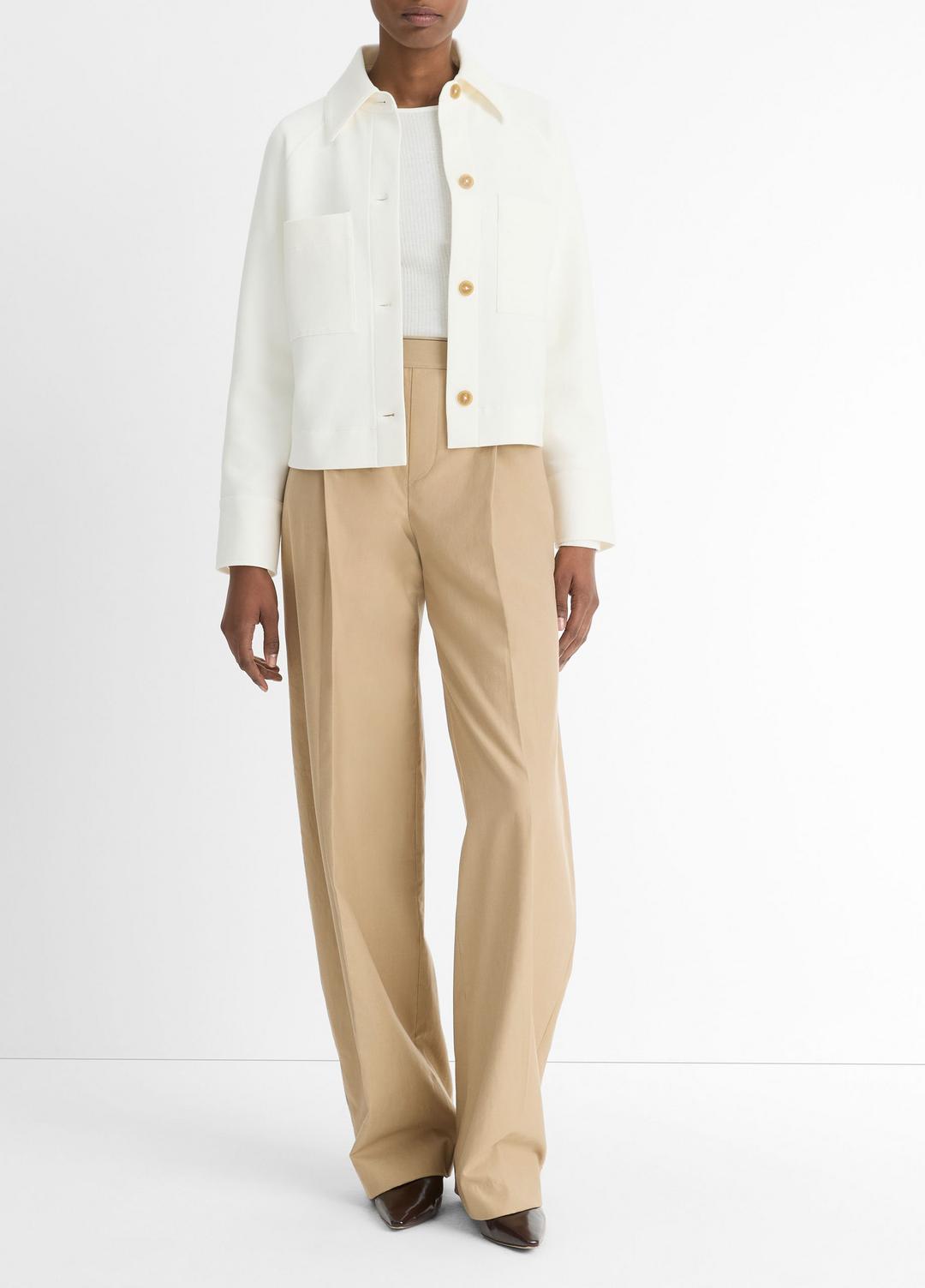 VINCE | Cotton-Blend Shirt Jacket in Jackets - OFF WHITE