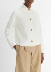 VINCE | Cotton-Blend Shirt Jacket in Jackets - OFF WHITE