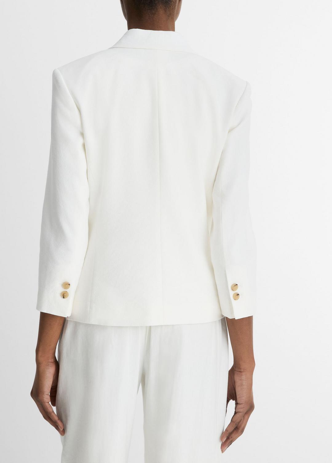 VINCE | Linen-Blend Shrunken Blazer in Blazers - OFF WHITE