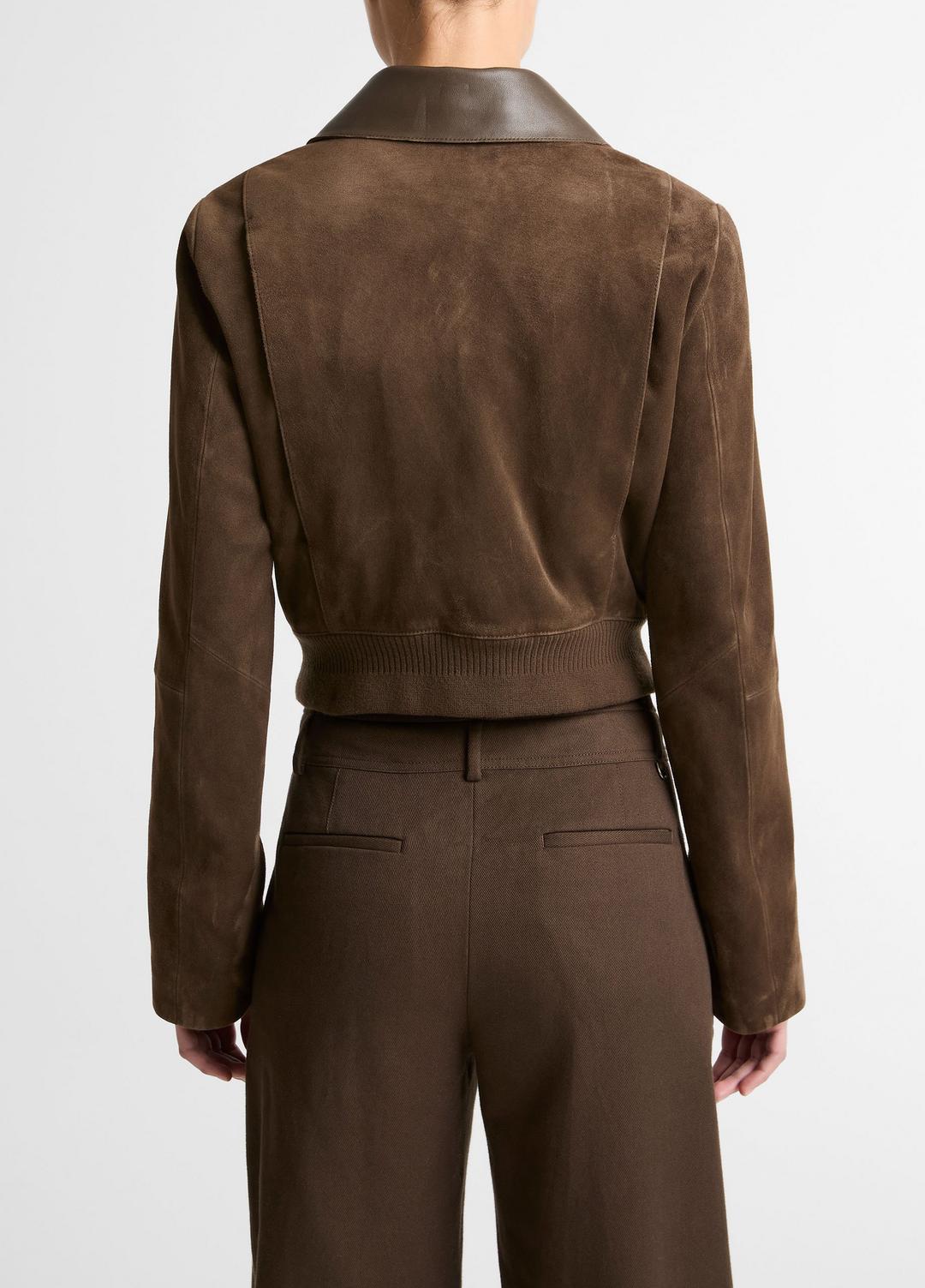 VINCE | Suede Shrunken Bomber Jacket  in Jackets - WILLOW