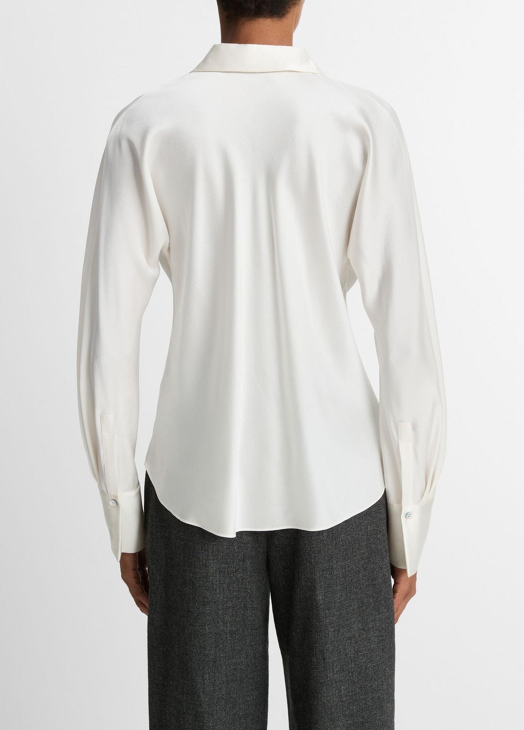 VINCE | Silk Bias Long-Sleeve Blouse in Long Sleeve - OFF WHITE