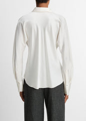 VINCE | Silk Bias Long-Sleeve Blouse in Long Sleeve - OFF WHITE