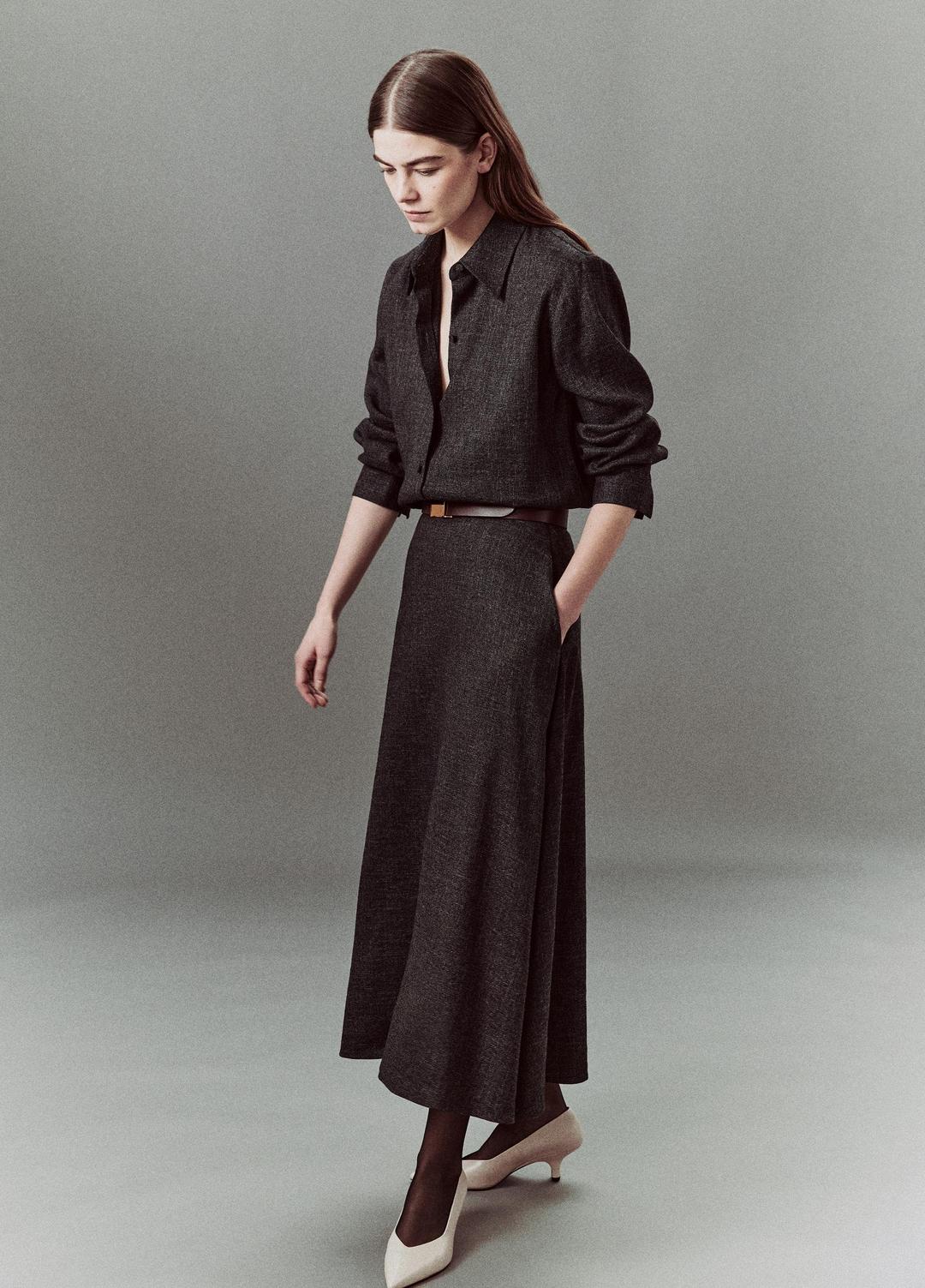 VINCE | Italian Jaspe Relaxed Button-Front Shirt in Long Sleeve - MEDIUM HEATHER GREY