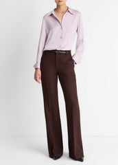VINCE | Silk-Blend Slim Button-Front Blouse in Long Sleeve - IRIS QUARTZ