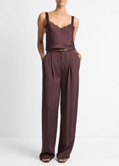VINCE | Lace-Trim Satin Camisole in Tank Tops - FIG