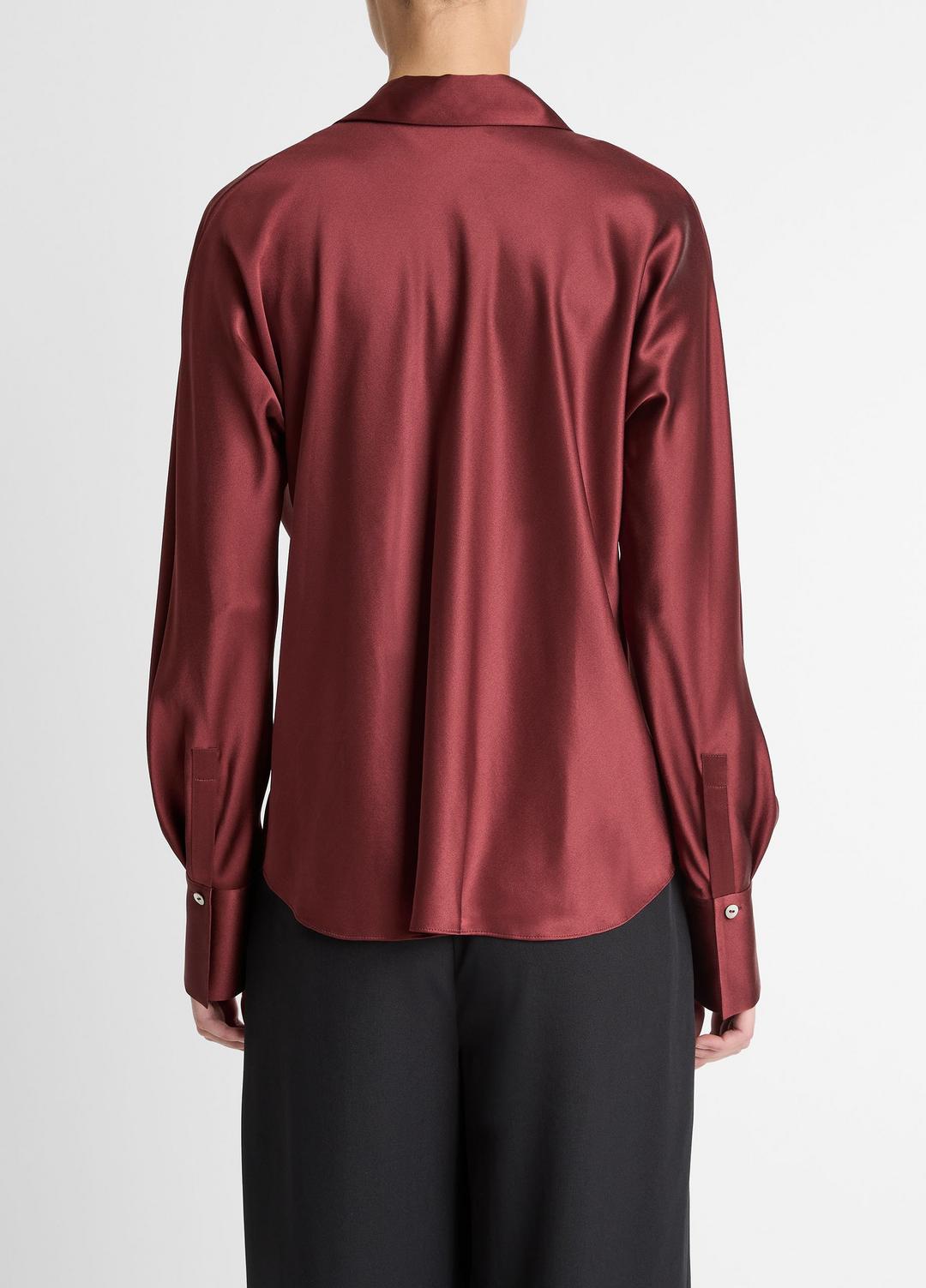 VINCE | Silk Bias Long-Sleeve Blouse in Long Sleeve - BORDEAUX