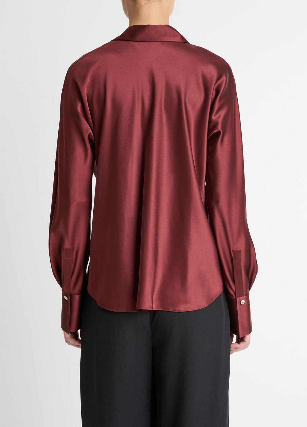 VINCE | Silk Bias Long-Sleeve Blouse in Long Sleeve - BORDEAUX
