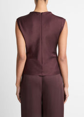 VINCE | Satin Draped Cowl-Neck Top in Tank Tops - FIG
