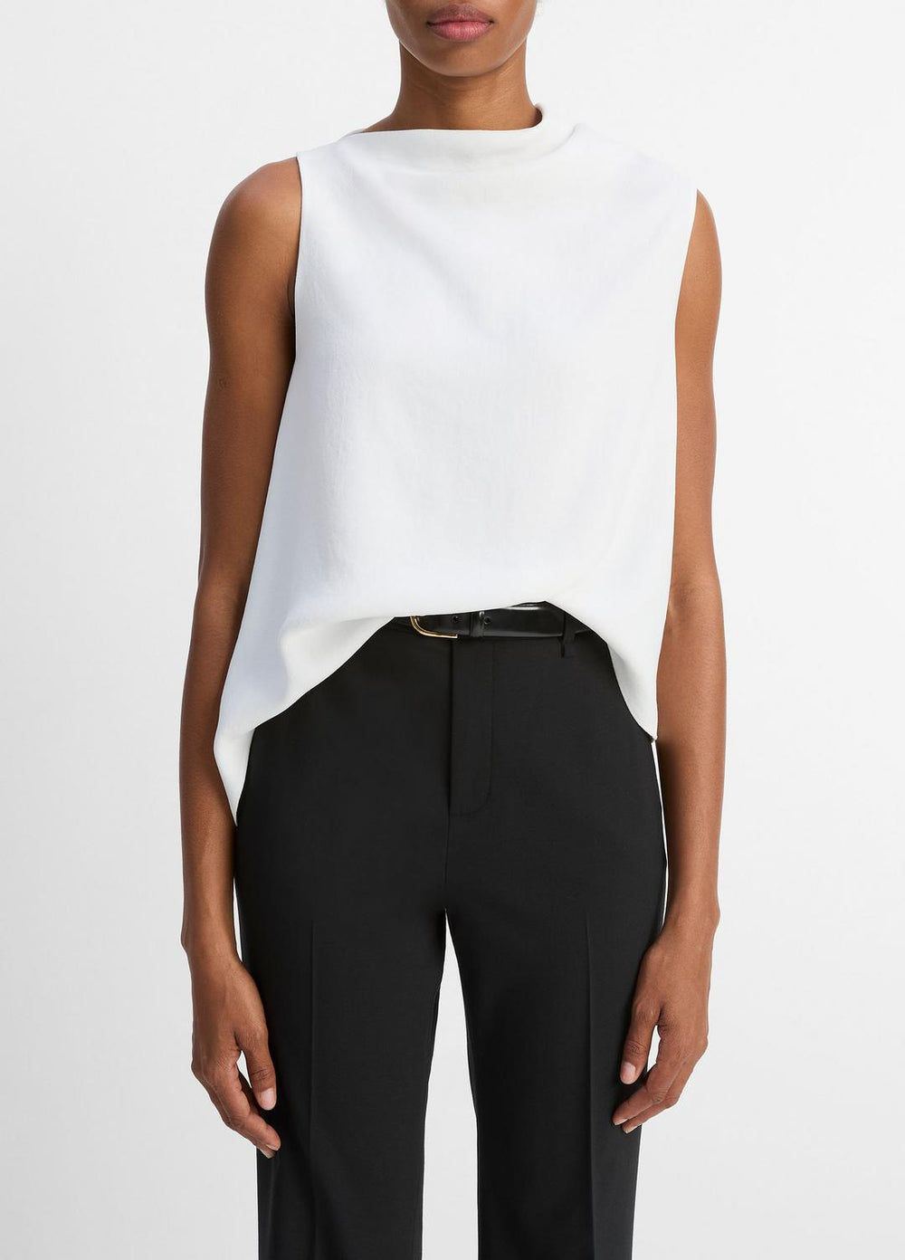 VINCE | Asymmetrical Draped A-Line Top in Tank Tops - OFF WHITE