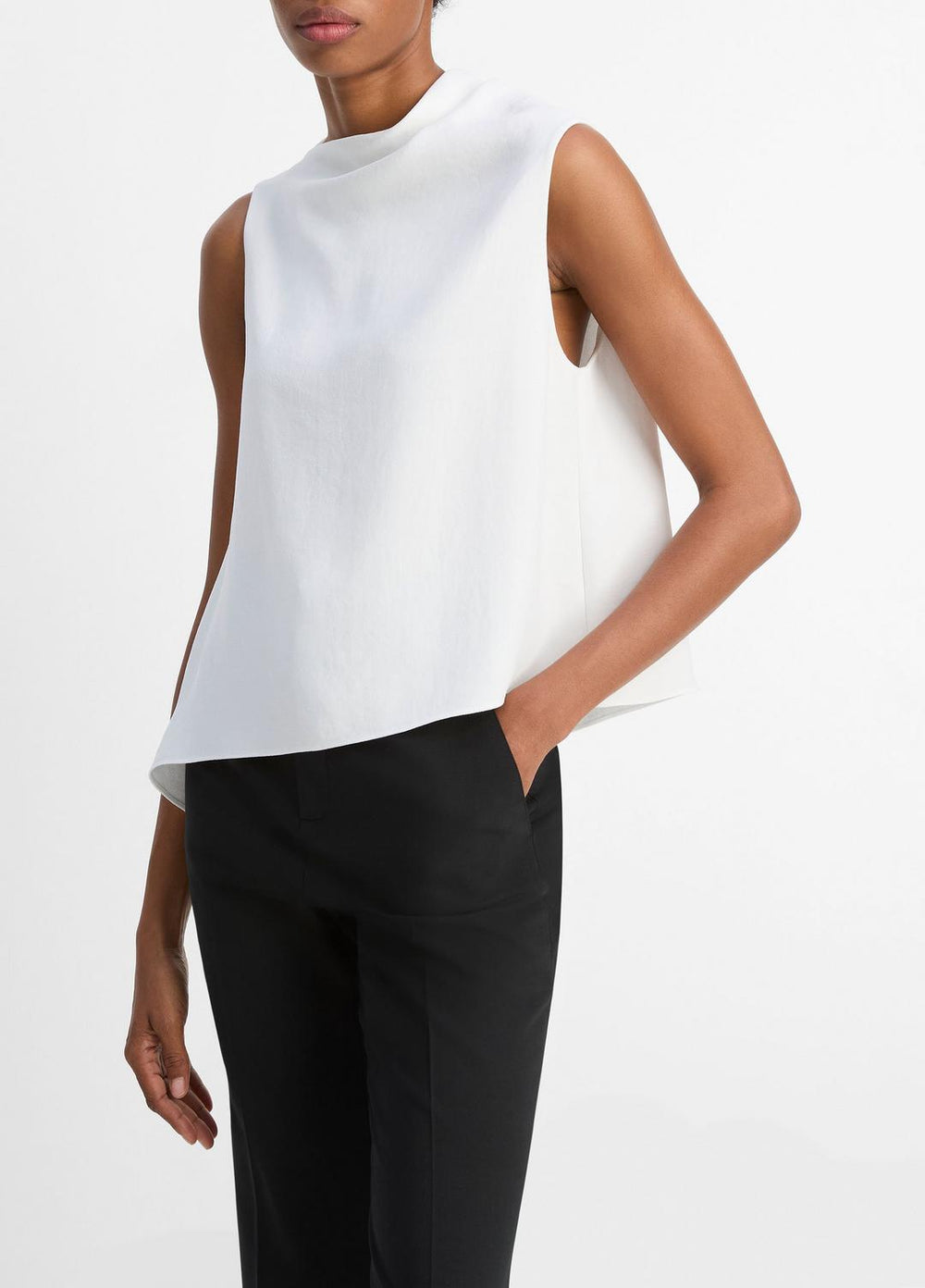 VINCE | Asymmetrical Draped A-Line Top in Tank Tops - OFF WHITE