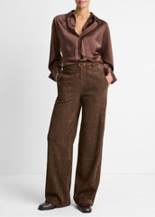 VINCE | Silk Bias Long-Sleeve Blouse in Long Sleeve - ESPRESSO