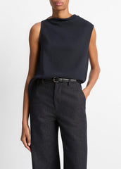 VINCE | Asymmetrical Draped A-Line Top in Tank Tops - COASTAL BLUE