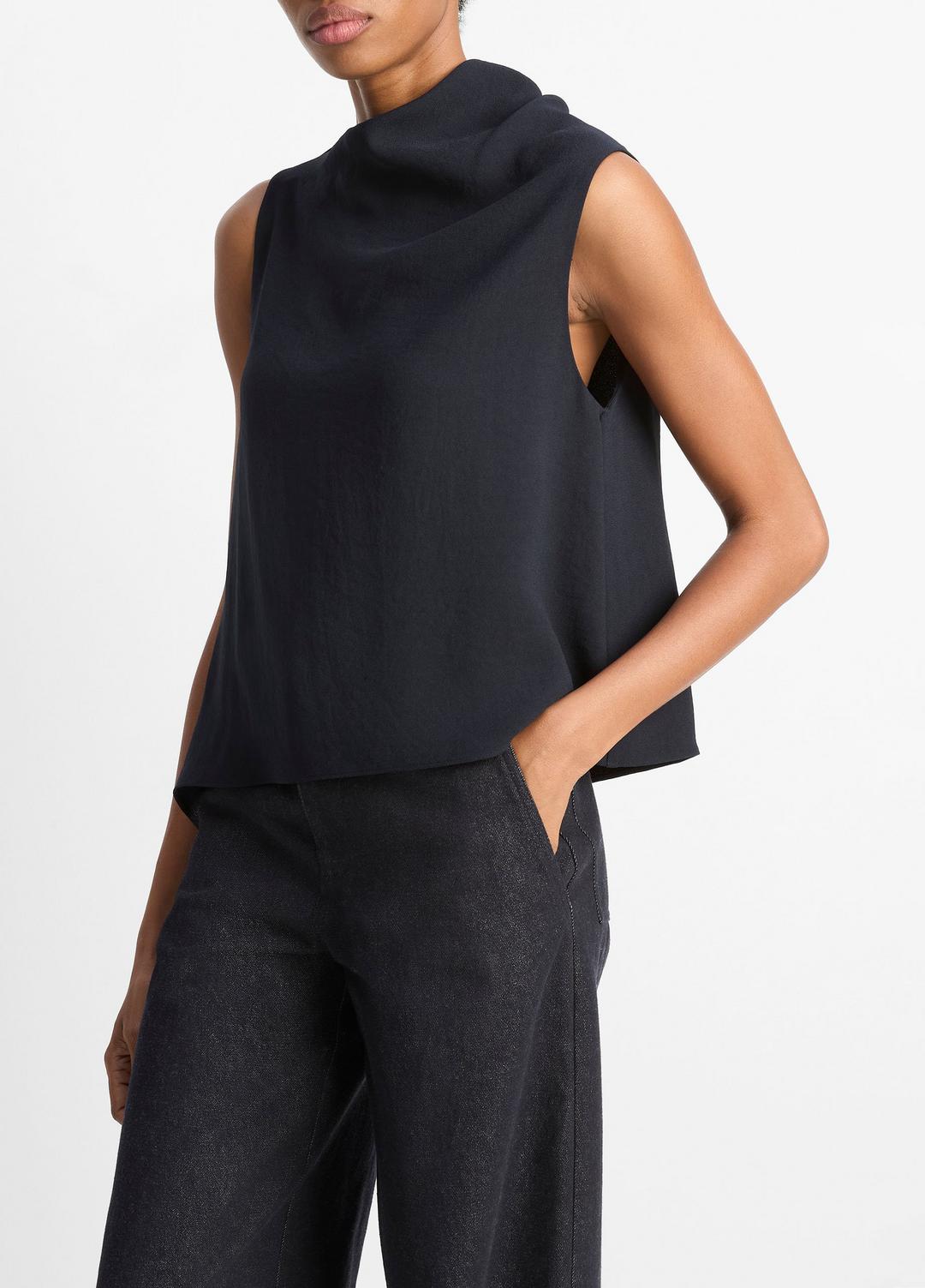 VINCE | Asymmetrical Draped A-Line Top in Tank Tops - COASTAL BLUE