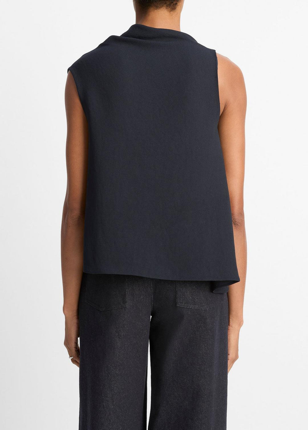 VINCE | Asymmetrical Draped A-Line Top in Tank Tops - COASTAL BLUE
