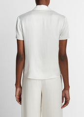 VINCE | Silk Short-Sleeve Polo Shirt in Short Sleeve - OFF WHITE