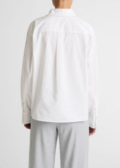 VINCE | Cotton Cropped Button-Front Shirt  in Long Sleeve - OPTIC WHITE