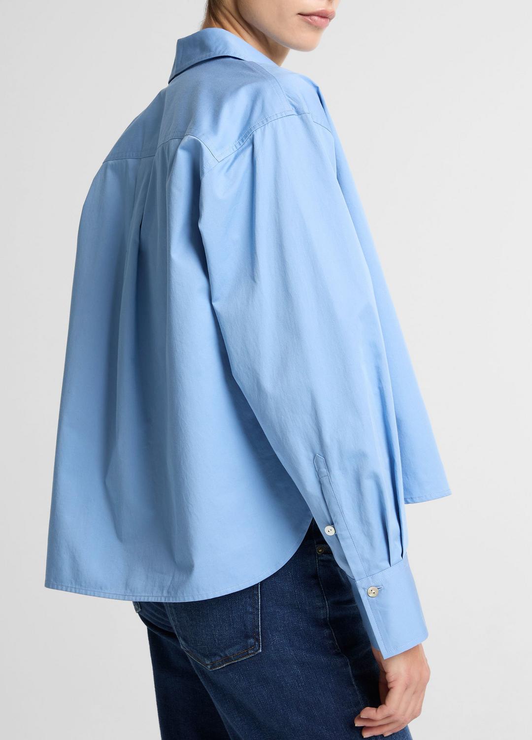 VINCE | Cotton Cropped Button-Front Shirt  in Long Sleeve - HYDRA
