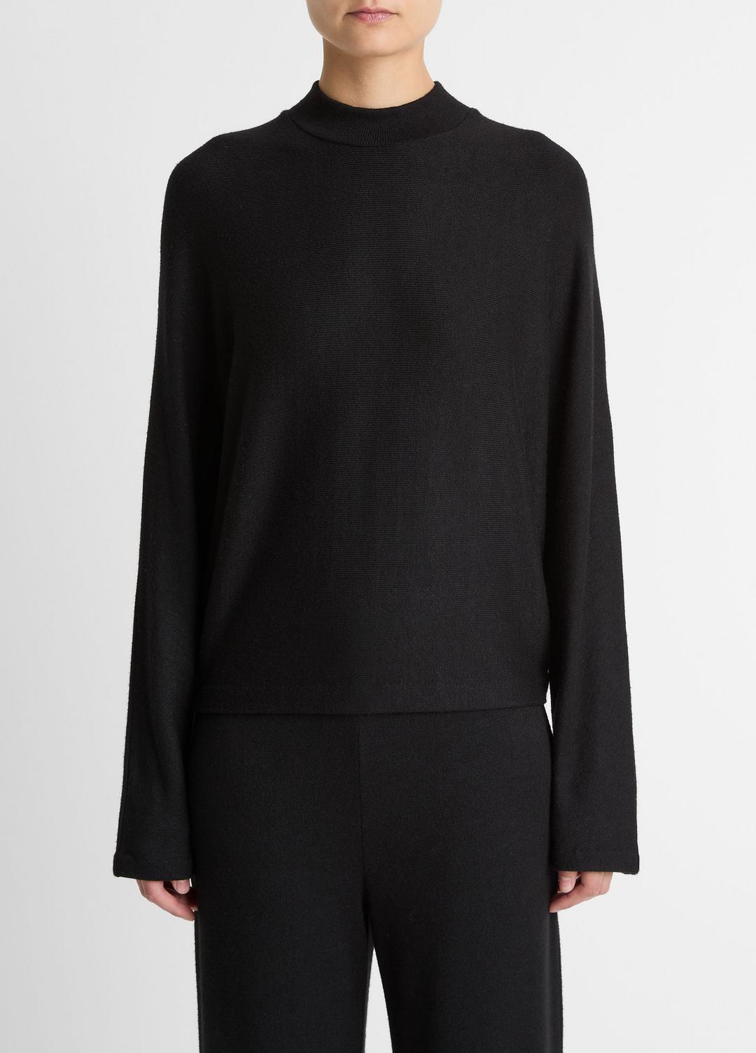 VINCE | Cozy Dolman-Sleeve Mock-Neck Top in Long Sleeve - BLACK