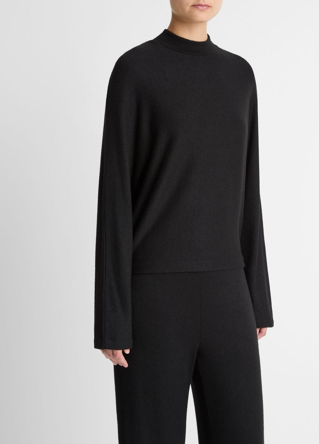 VINCE | Cozy Dolman-Sleeve Mock-Neck Top in Long Sleeve - BLACK
