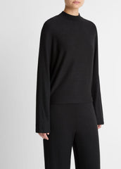 VINCE | Cozy Dolman-Sleeve Mock-Neck Top in Long Sleeve - BLACK