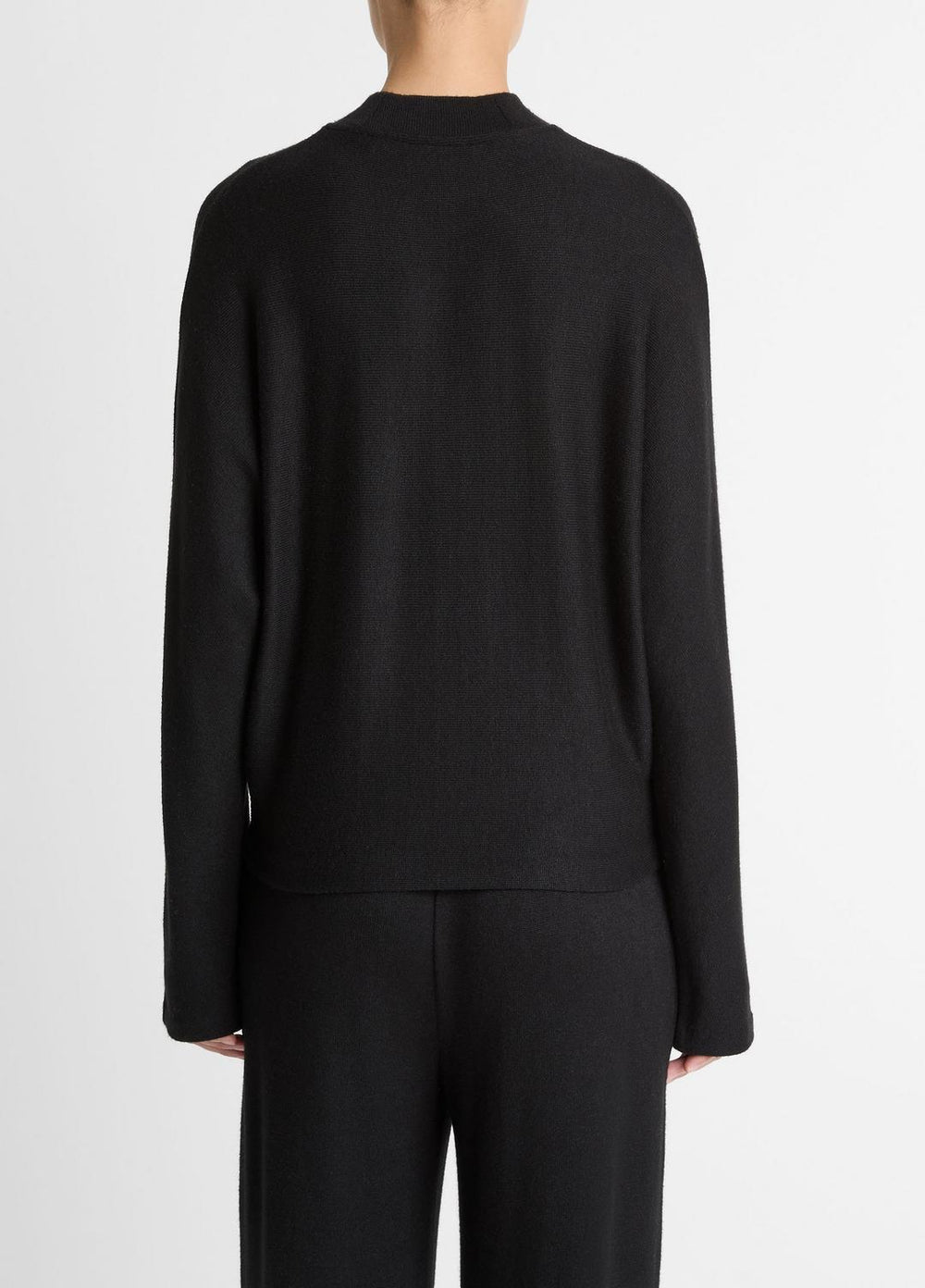 VINCE | Cozy Dolman-Sleeve Mock-Neck Top in Long Sleeve - BLACK