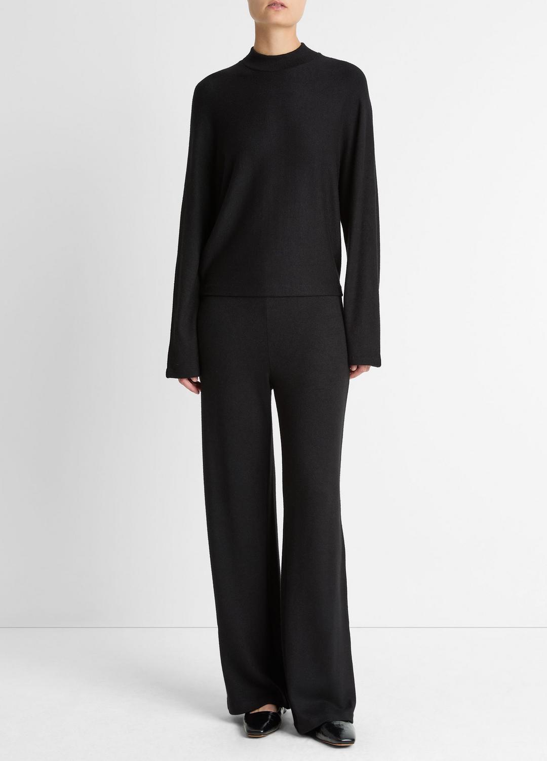 VINCE | Cozy Dolman-Sleeve Mock-Neck Top in Long Sleeve - BLACK