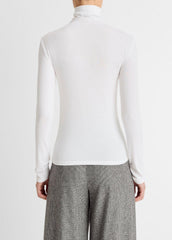 VINCE | Essential Long-Sleeve Turtleneck Top in Long Sleeve - OFF WHITE