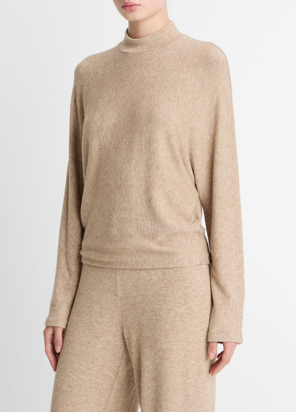 VINCE | Cozy Dolman-Sleeve Mock-Neck Top in Long Sleeve - HEATHER BRUNA