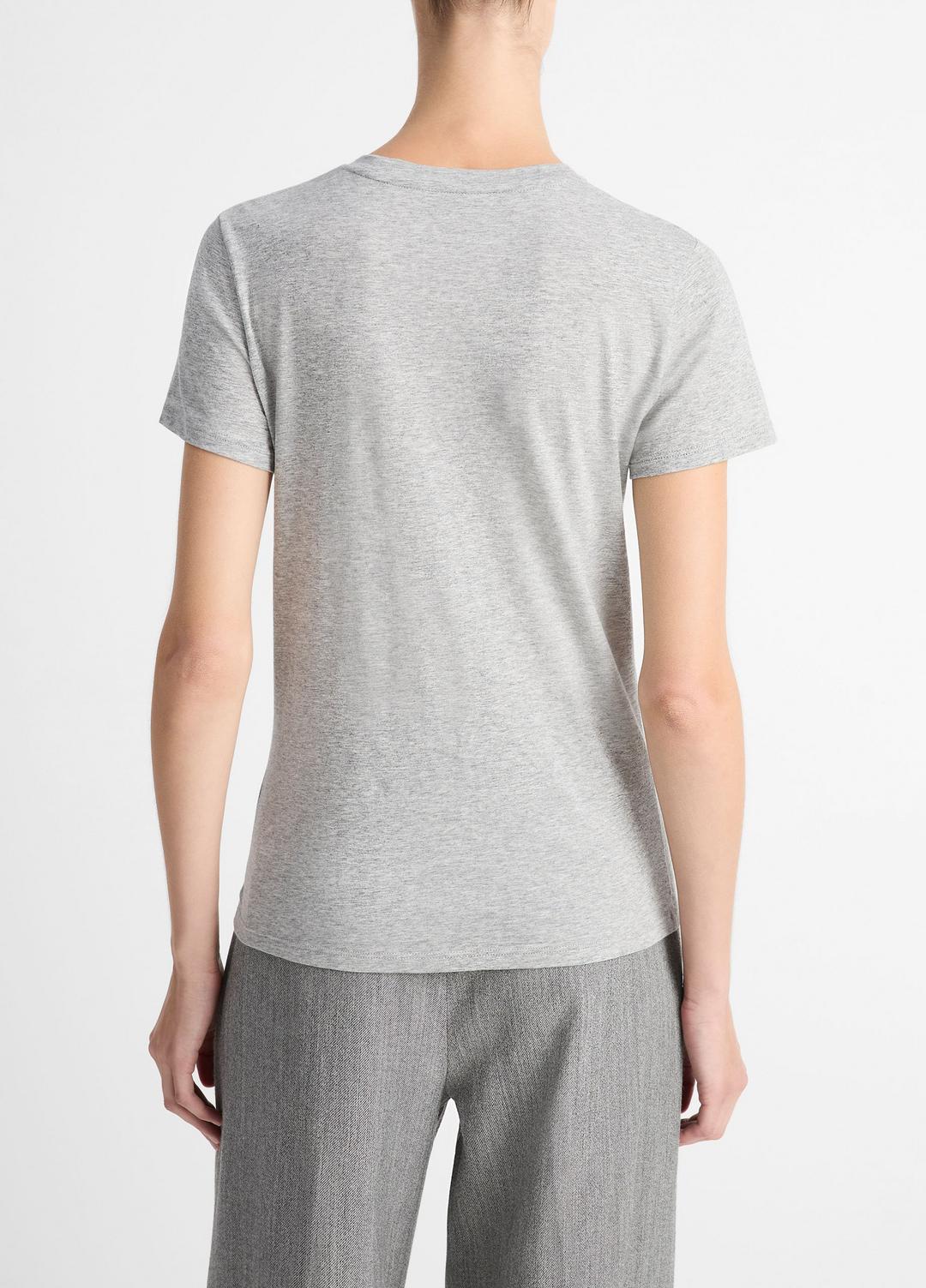 VINCE | Essential Pima Cotton Crew Neck T-Shirt in Short Sleeve - HEATHER GREY