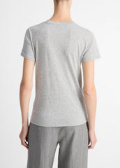 VINCE | Essential Pima Cotton Crew Neck T-Shirt in Short Sleeve - HEATHER GREY