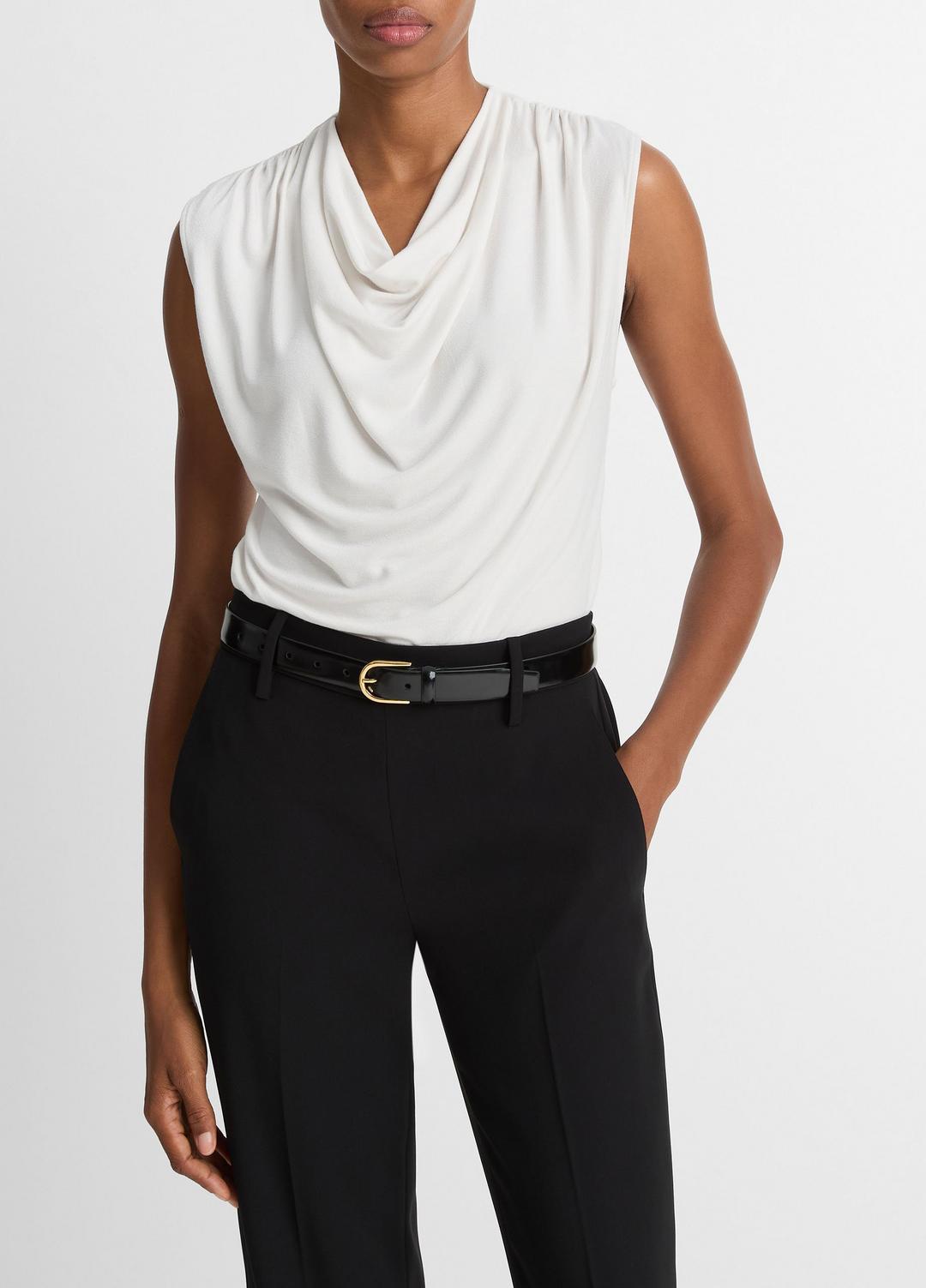 VINCE | Jersey Draped Cowl-Neck Top in Tank Tops - GESSO