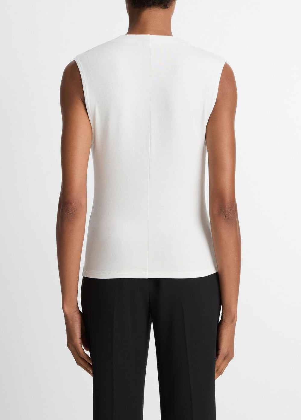 VINCE | Jersey Draped Cowl-Neck Top in Tank Tops - GESSO