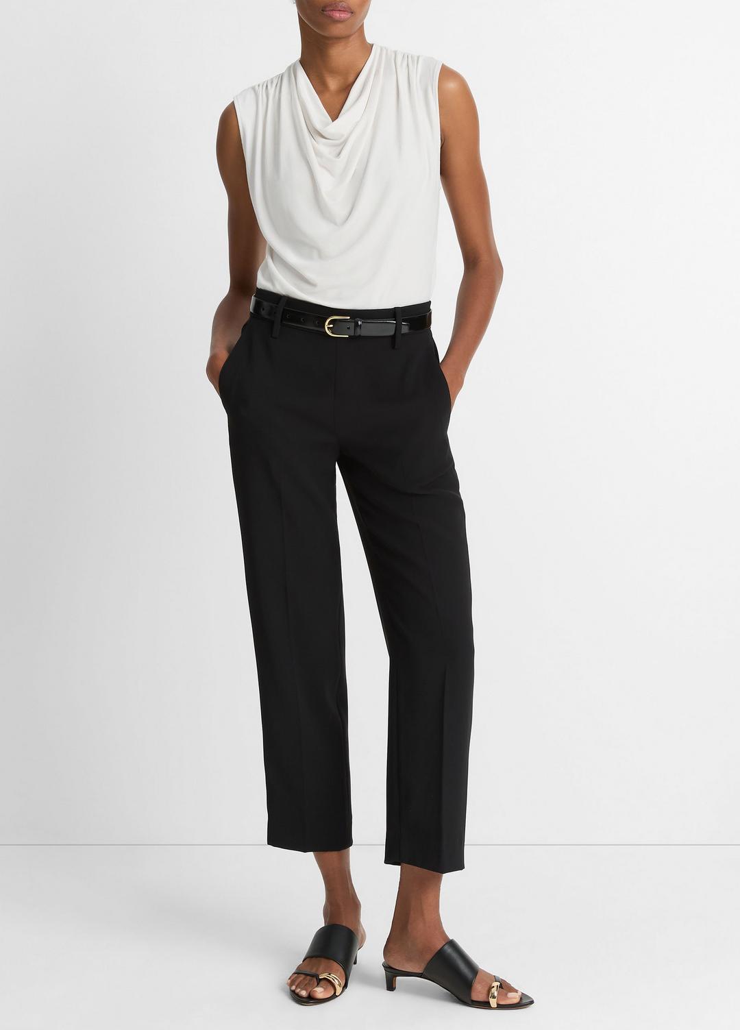 VINCE | Jersey Draped Cowl-Neck Top in Tank Tops - GESSO