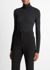 VINCE | Essential Long-Sleeve Turtleneck Top in Long Sleeve - BLACK