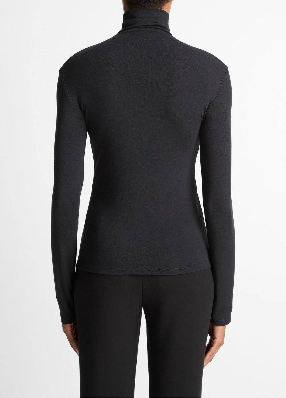 VINCE | Essential Long-Sleeve Turtleneck Top in Long Sleeve - BLACK