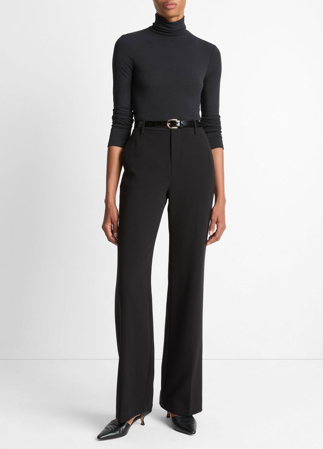 VINCE | Essential Long-Sleeve Turtleneck Top in Long Sleeve - BLACK