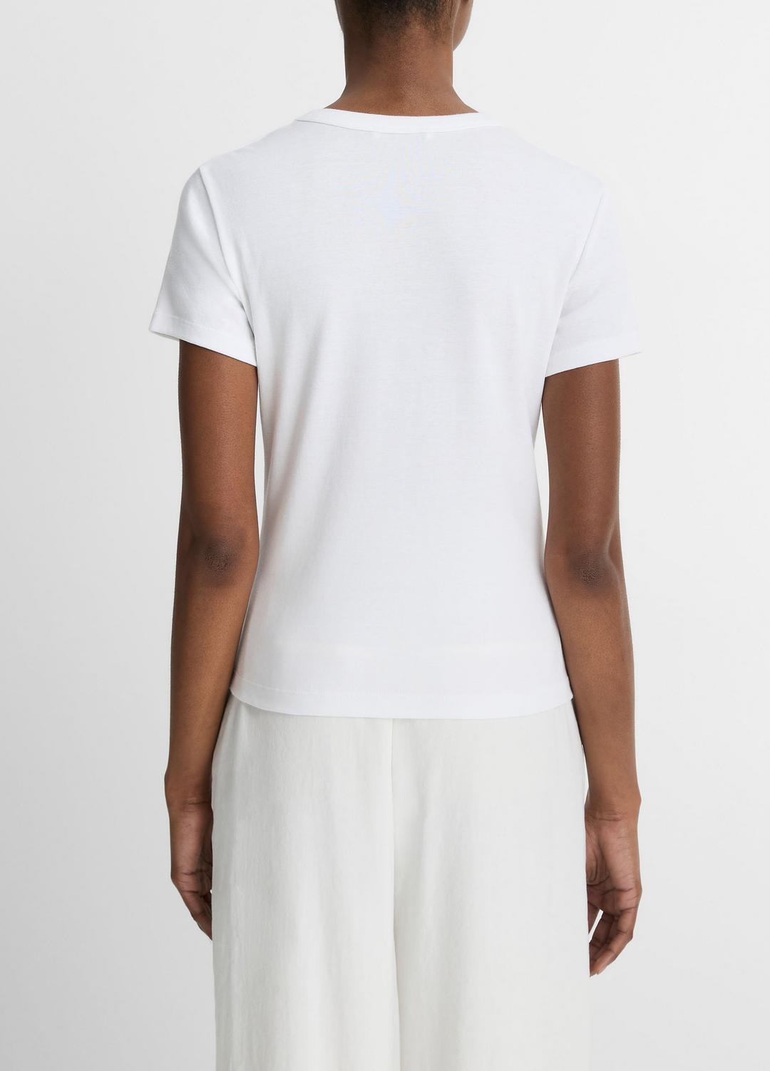 VINCE | Pima Cotton-Blend '90s Shrunken T-Shirt in Short Sleeve - OPTIC WHITE