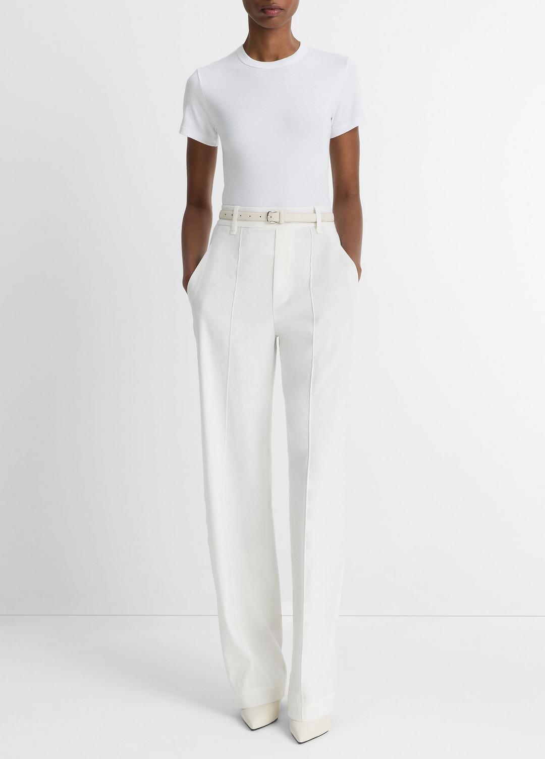 VINCE | Pima Cotton-Blend '90s Shrunken T-Shirt in Short Sleeve - OPTIC WHITE