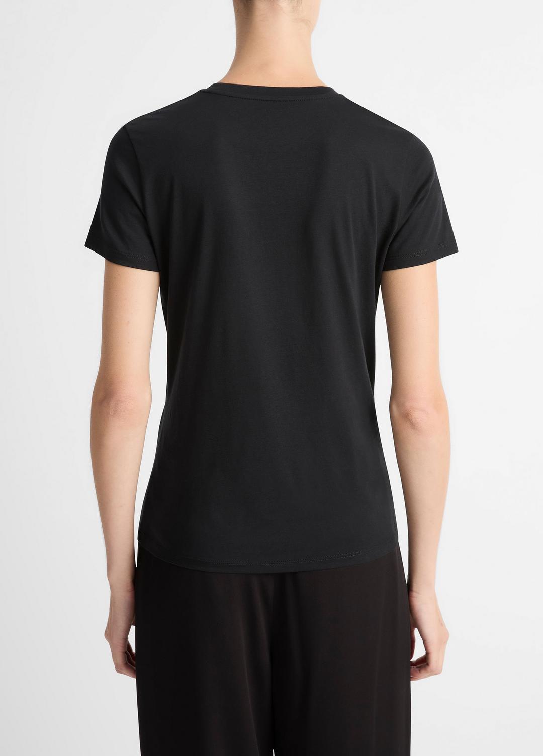 VINCE | Essential Pima Cotton Crew Neck T-Shirt in Short Sleeve - BLACK