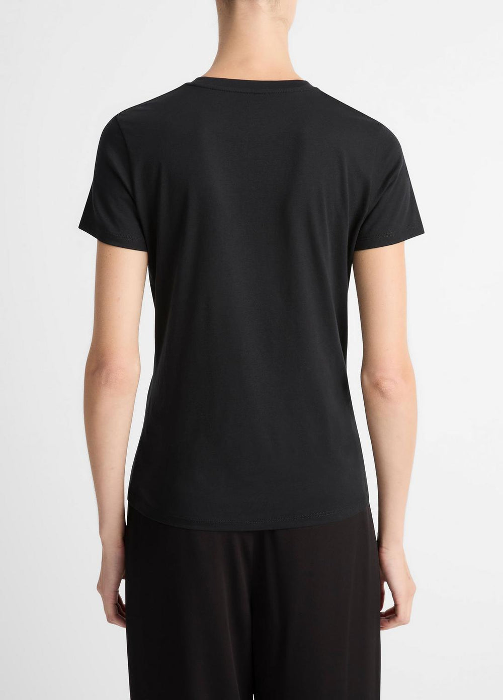 VINCE | Essential Pima Cotton Crew Neck T-Shirt in Short Sleeve - BLACK