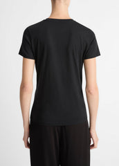 VINCE | Essential Pima Cotton Crew Neck T-Shirt in Short Sleeve - BLACK
