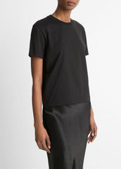 VINCE | Pima Cotton Crew Neck T-Shirt in Short Sleeve - BLACK