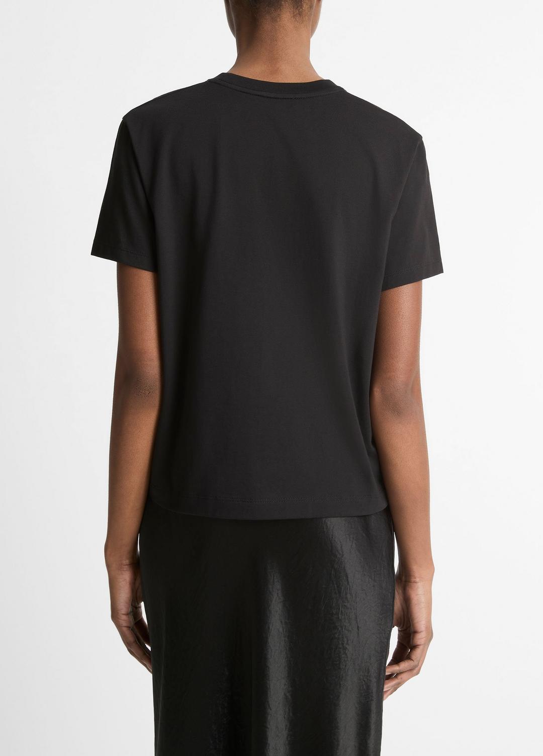 VINCE | Pima Cotton Crew Neck T-Shirt in Short Sleeve - BLACK