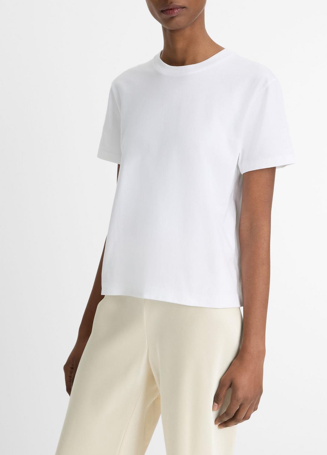 VINCE | Pima Cotton Crew Neck T-Shirt in Short Sleeve - OPTIC WHITE