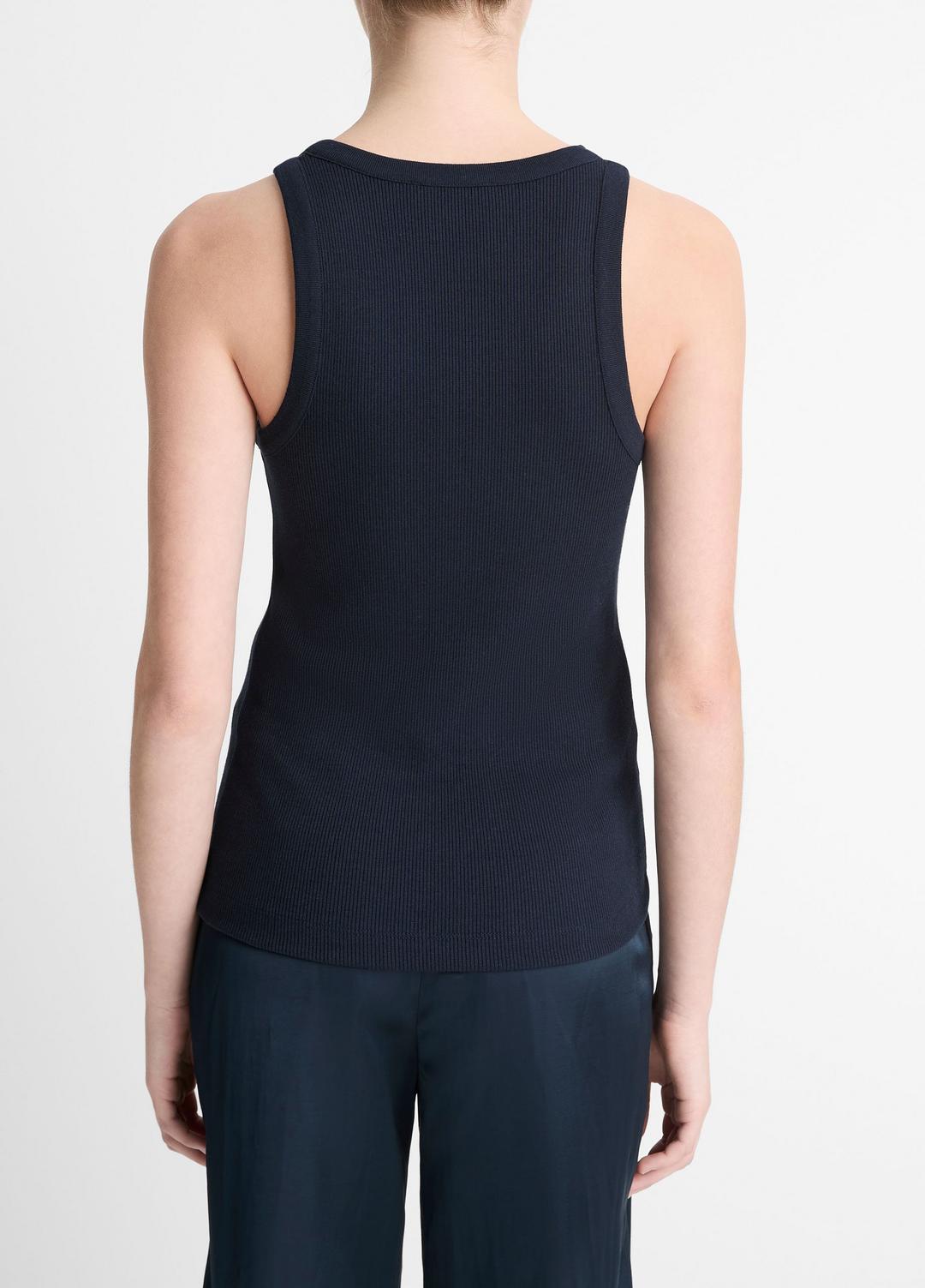 VINCE | Ribbed Scoop-Neck Tank in Tank Tops - COASTAL BLUE