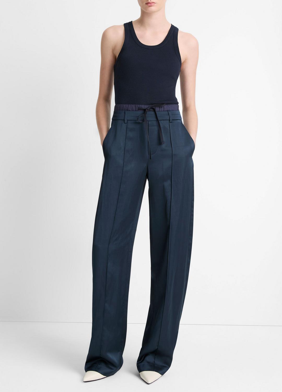 VINCE | Ribbed Scoop-Neck Tank in Tank Tops - COASTAL BLUE