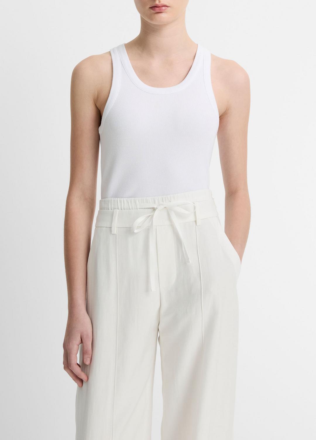 VINCE | Ribbed Scoop-Neck Tank in Tank Tops - OPTIC WHITE