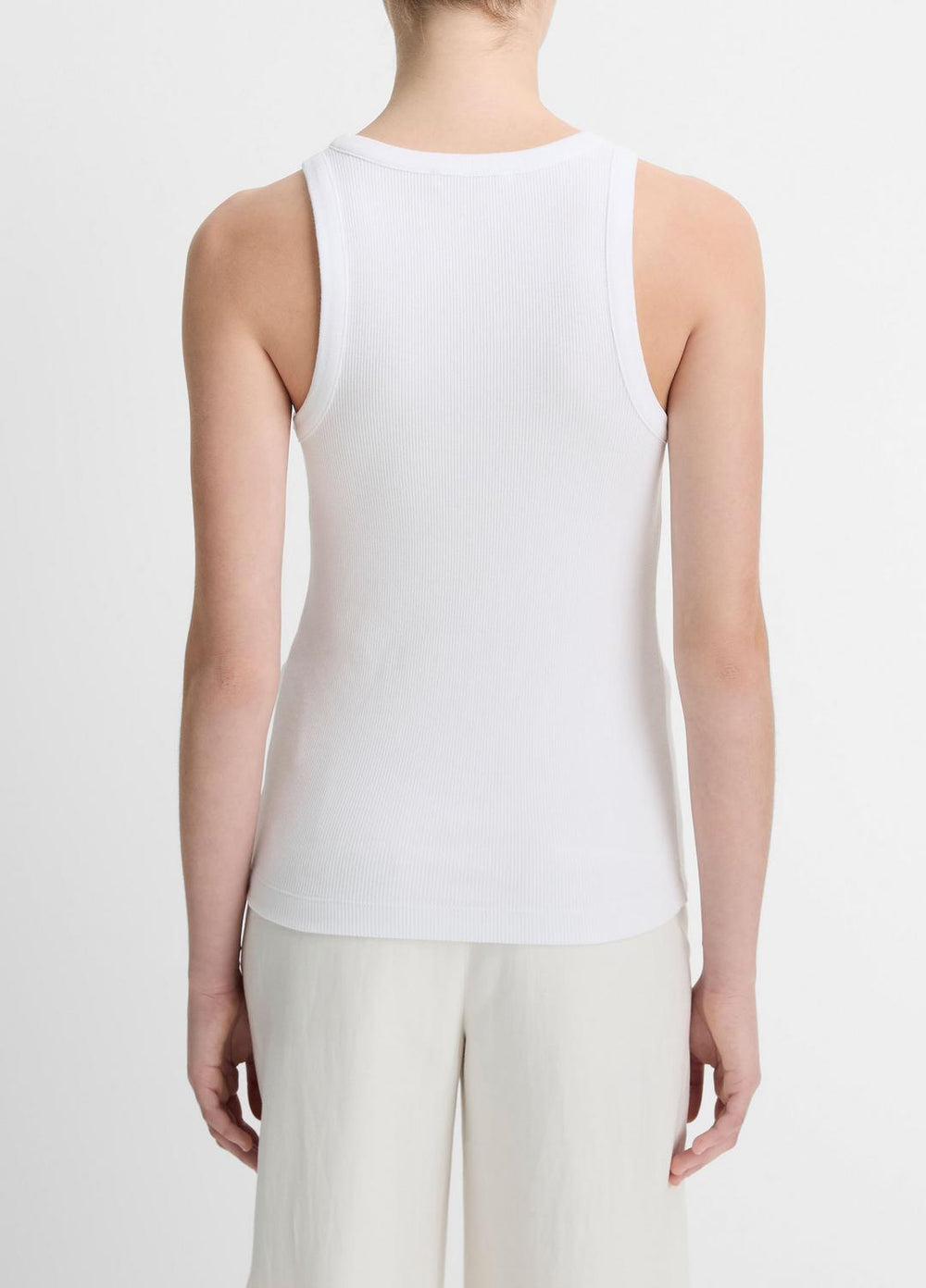 VINCE | Ribbed Scoop-Neck Tank in Tank Tops - OPTIC WHITE