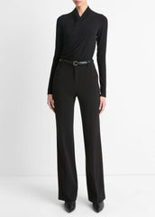 VINCE | Fixed Wrap Long-Sleeve Top in Long Sleeve - BLACK