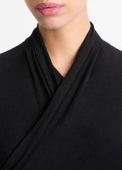 VINCE | Fixed Wrap Long-Sleeve Top in Long Sleeve - BLACK